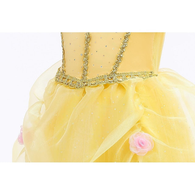 dress Princess Flower Belle Girl Tulle Girls' Dress