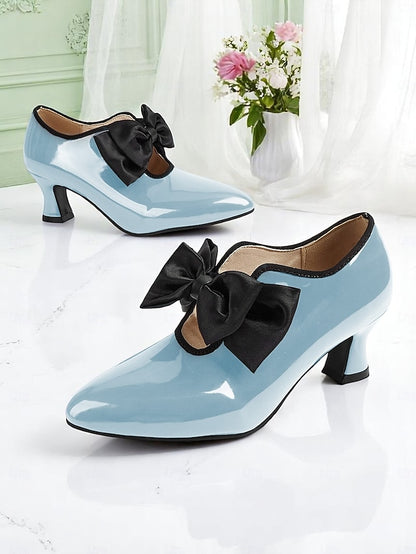 – Vintage Leather 1920s Red Shoes Heel Women's Patent Low