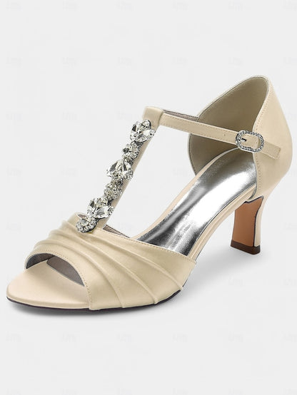 Crystal Bridal Open-Toe with Detail Heels Satin White –