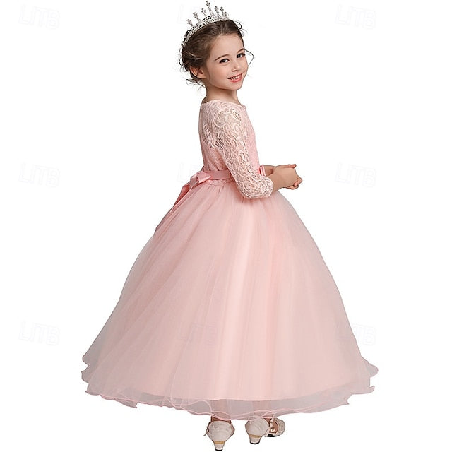 Kids Flower Girl Sleeve Dress Girls' Wedding Half