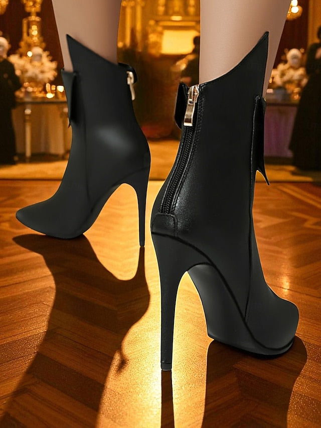 Gold Pointed Ankle - Stiletto Women's Boots Metallic Toe