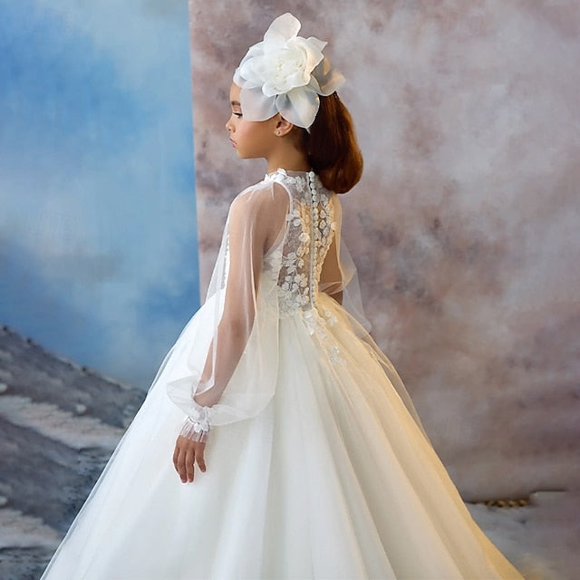 Party Dress Girls' First Solid Kids Communion Color