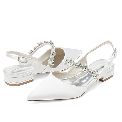 Crystal Wedding Flat Shoes Heel Women's Bridal