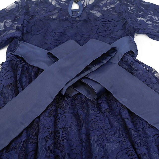 Girls' Flower Kids Solid Long Colored Girl Dress