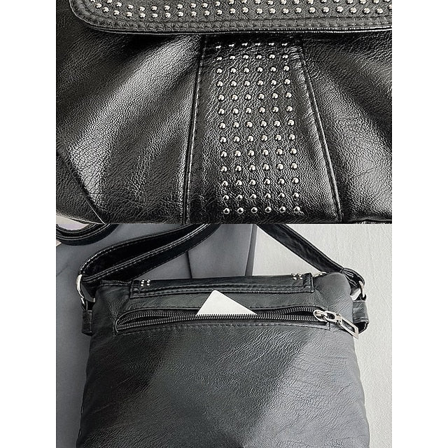 with Faux Bag Women's Leather Brown Crossbody Studded