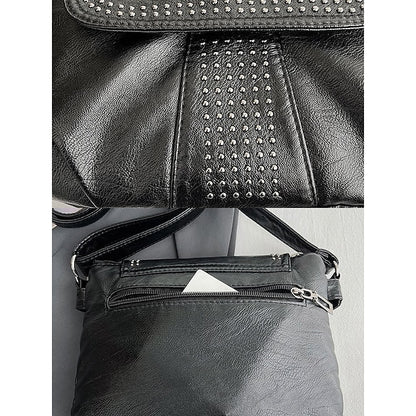 with Faux Bag Women's Leather Brown Crossbody Studded