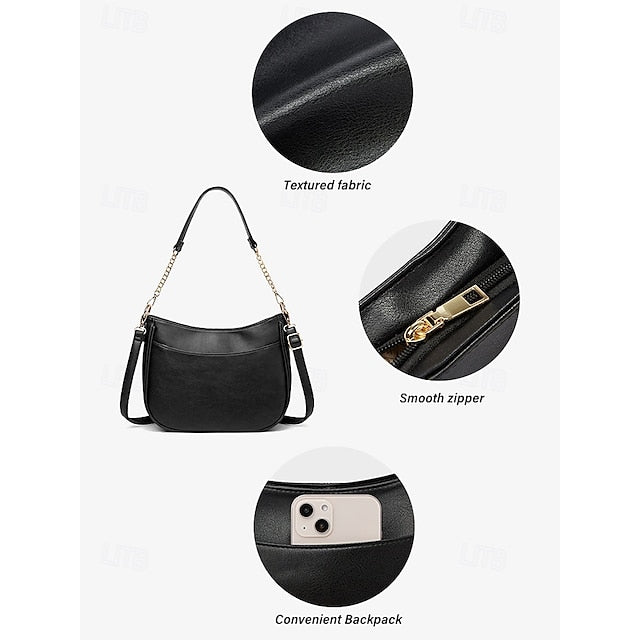 Bag Shoulder Leather Women's Chain Brown Gold Faux with