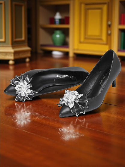 Low Heel Wedding with Women's Shoes Crystal White Bow