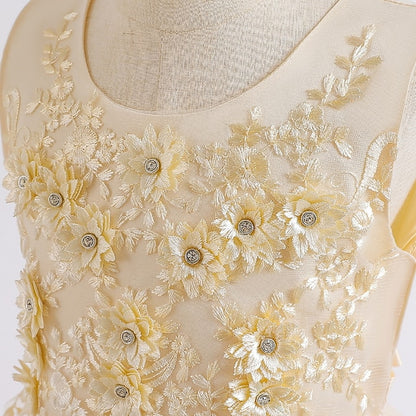 Wedding Solid Sleeveless Kids Colored Party Dress Girls'