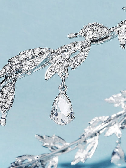 Blue with – Drops Leaf Gemstone Gold Vintage Headpiece