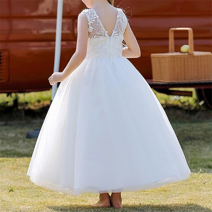 Girl Dress Girls' Color Party Flower Solid Kids