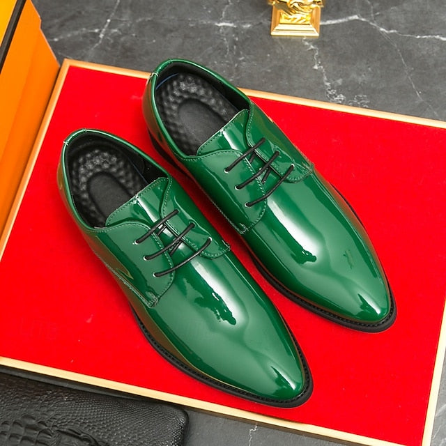 Patent Formal Green – for Men Lace-Up Shoes Leather Glossy