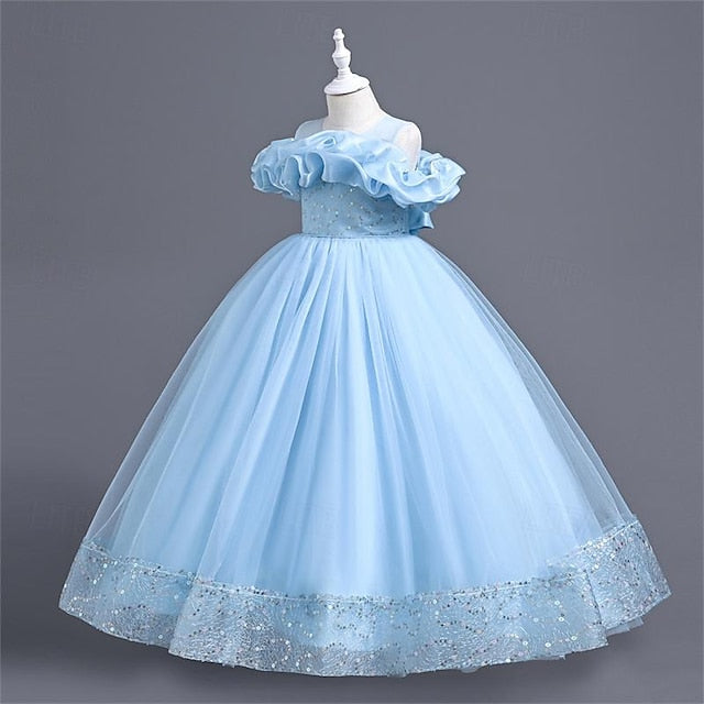 Girl Flower Color Party Solid 3D Dress Girls'