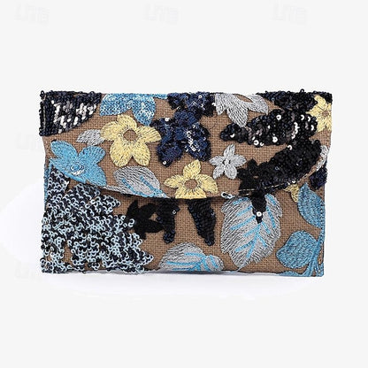 Floral Handheld Embroidered Clutch Bag Evening Women's -