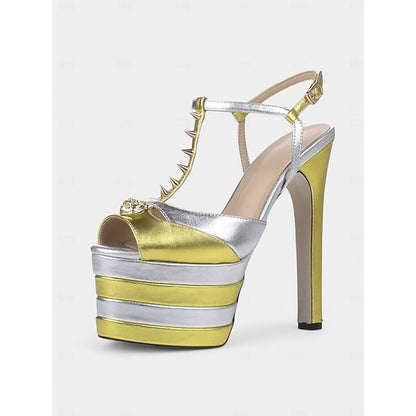 Edgy - Gold High Women's Silver Metallic and Heels Platform