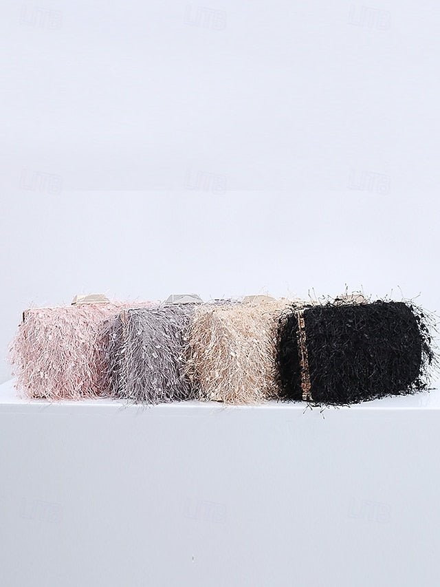 Women's Evening with Feathered Clutch Chic Strap Chain