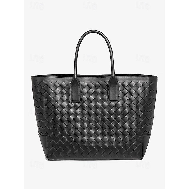 Woven Women's Stylish Brown and Leather Bag Tote –
