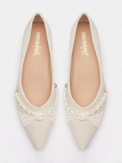 Pearl Women's Low Elegant - Pointed Embellished Flats Heel