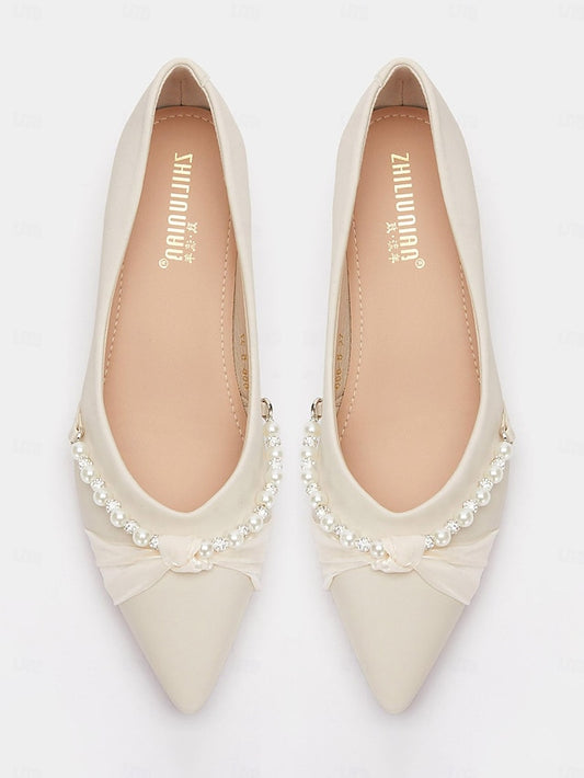 Pearl Women's Low Elegant - Pointed Embellished Flats Heel