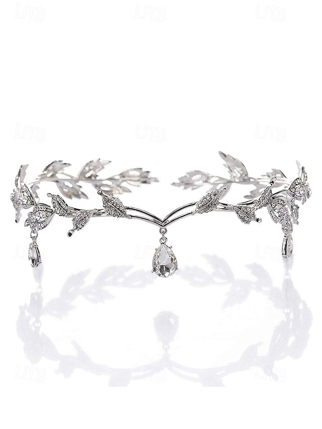 Blue with – Drops Leaf Gemstone Gold Vintage Headpiece