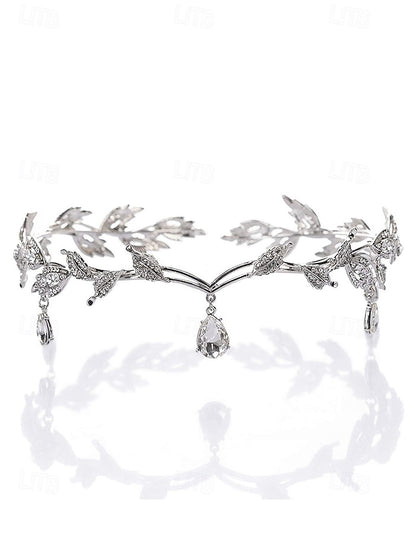 Blue with – Drops Leaf Gemstone Gold Vintage Headpiece