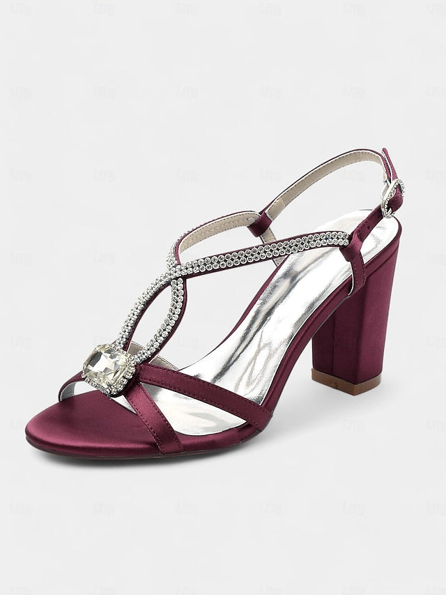 Women's Rhinestone Royal Sandals Elegant Blue – Satin