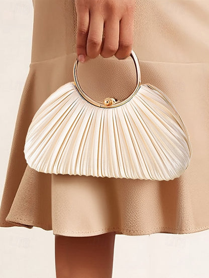 Ring Clutch Pleated - with Handle Elegant Gold Velvet Green