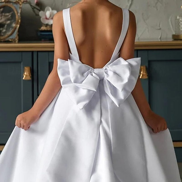 Girl Party Solid Kids Color Flower Girls' Dress