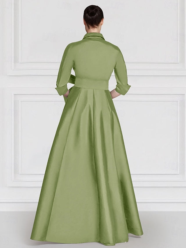 Embroidered Floral A-Line Satin the Mother Evening of Gown Bride