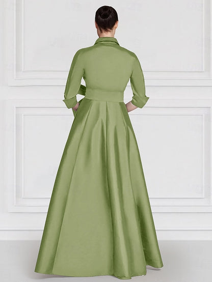 Embroidered Floral A-Line Satin the Mother Evening of Gown Bride