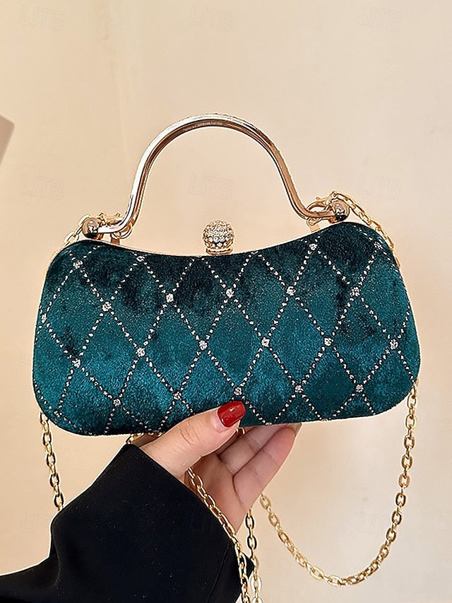 - Women's with Accents Quilted Velvet Diamond Purse Evening
