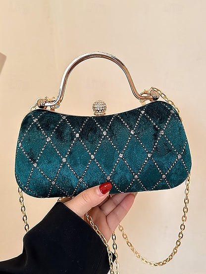 Velvet Accents Women's Purse Evening with Quilted - Diamond