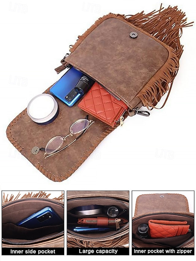 Faux Leather Women's Shoulder Multi-Pocket - Crossbody Bag