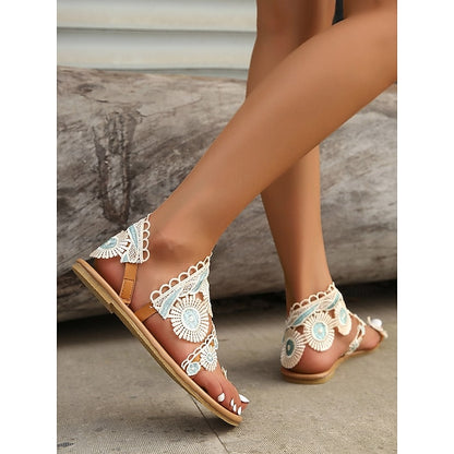 – Lace Flat Sandals Women's Floral Vintage-Inspired Boho