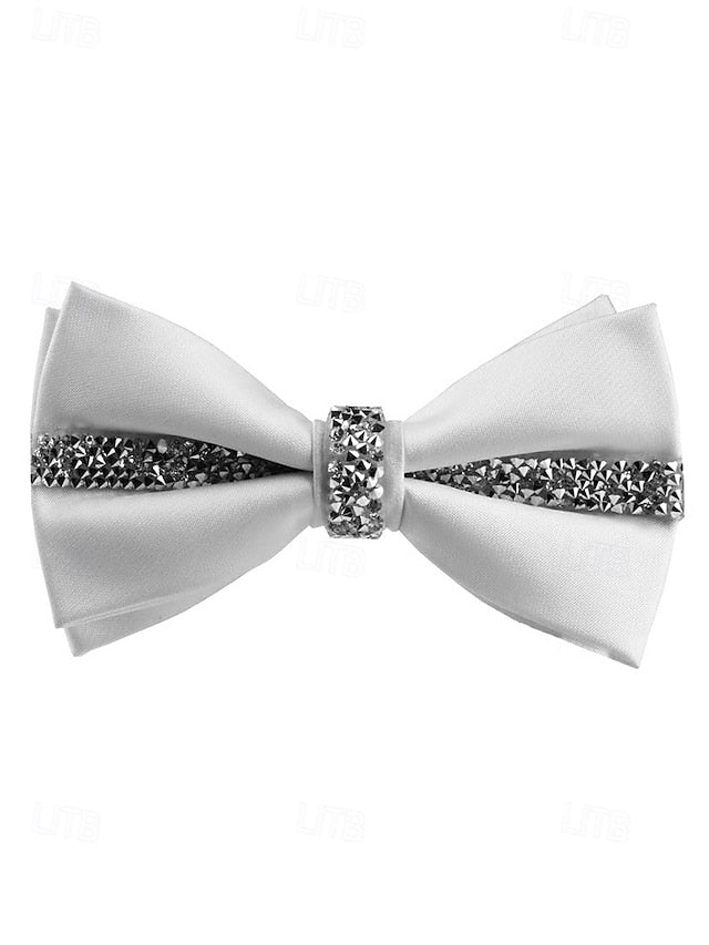 – Crystal Embellishment with Tie Elegant Satin Bow Burgundy