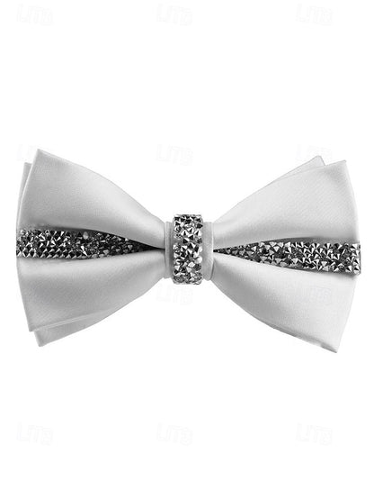 – Crystal Embellishment with Tie Elegant Satin Bow Burgundy