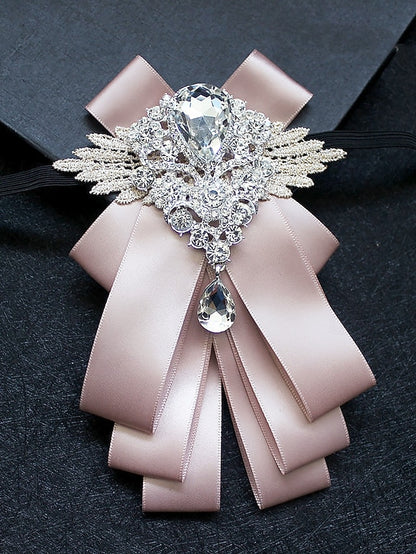 Bow Ribbon Luxury - Pin Crystal Elegant Brooch Tie Men's