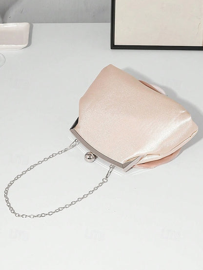 Satin Clutch Rose Women's – Flower Evening Purse Elegant