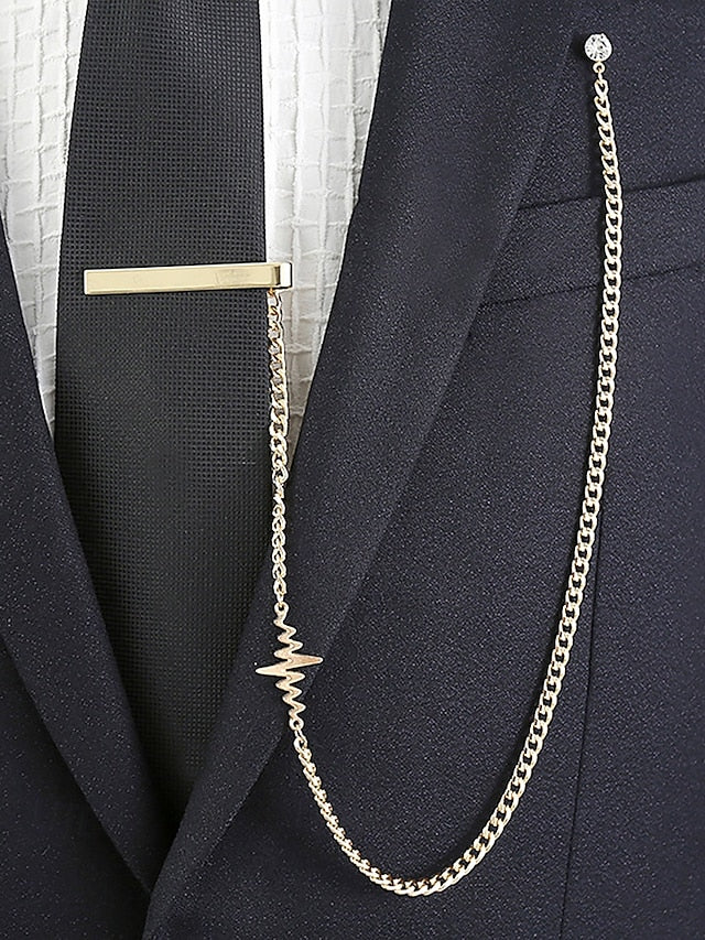 Nautical with – Ship Wheel Chain Design Silver Men's Tie