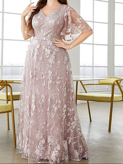 Bride of Plus Dress Mother Size Neck V the Curve Elegant