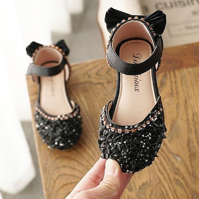 Shoes with Crystal Girl and Flower Bow Sparkly Satin Girls'