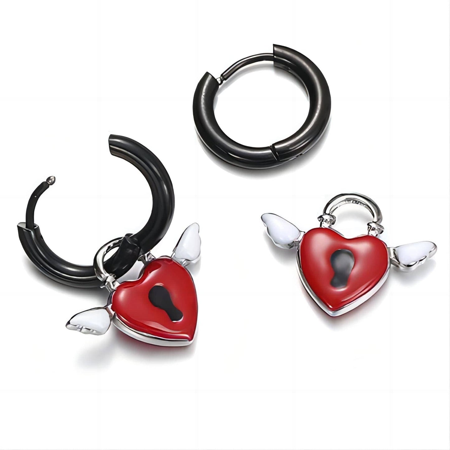 Heart Lock Huggie Hoop Earrings