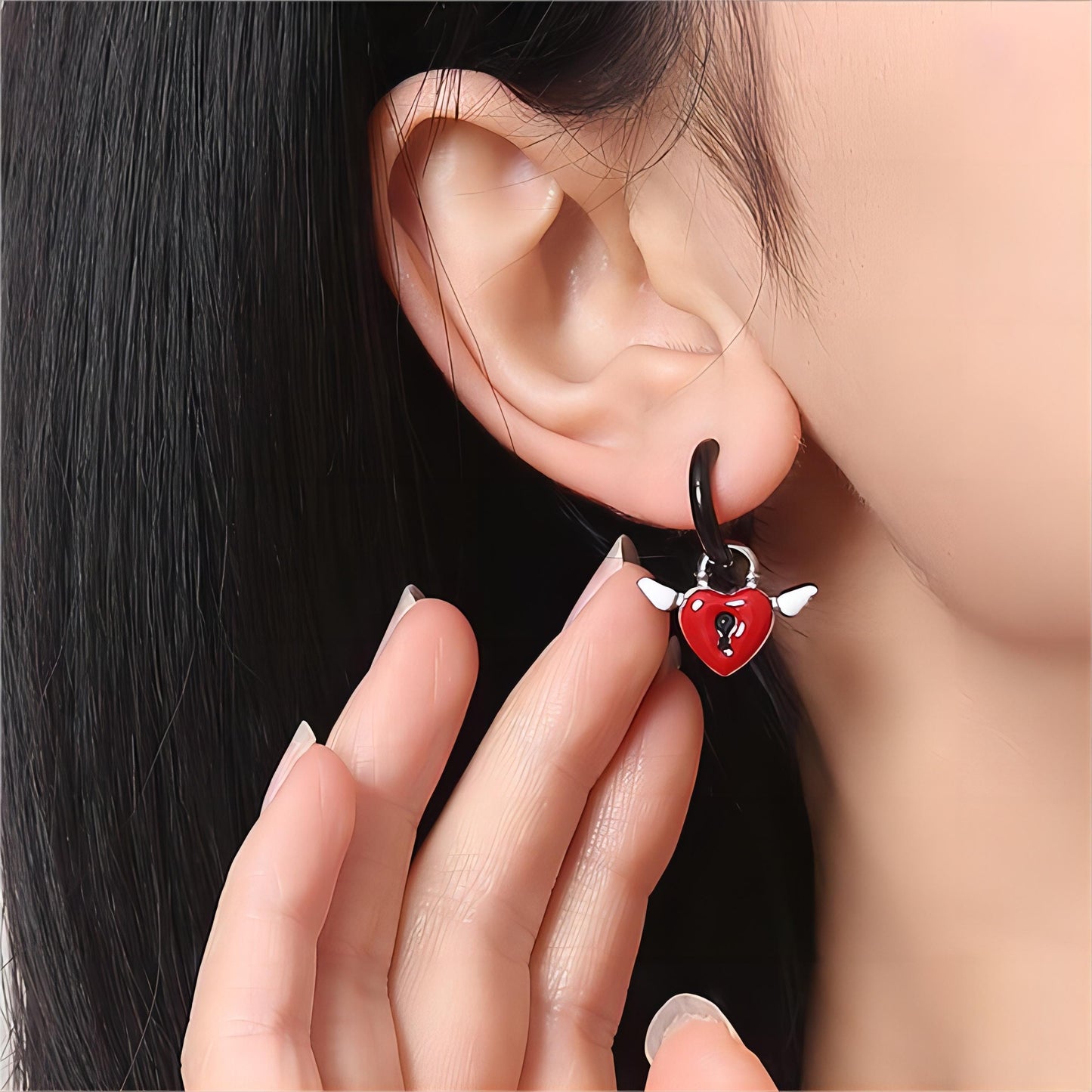 Heart Lock Huggie Hoop Earrings