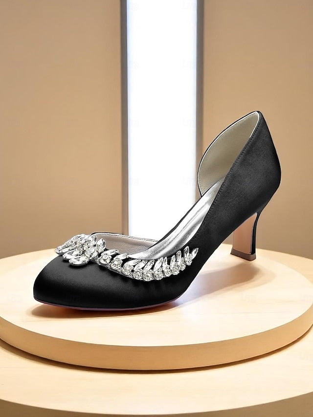 Kitten Round Women's Heels Heel Silver - Satin Low Toe