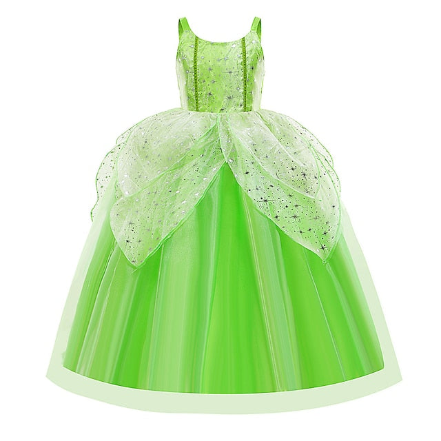 Princess Tinker Girl Dress Theme Flower Fairytale Bell Tiana
