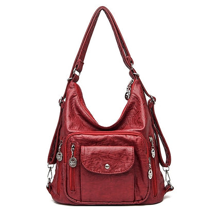 Bag - Leather Women's Faux Hobo Vintage-Style Brown