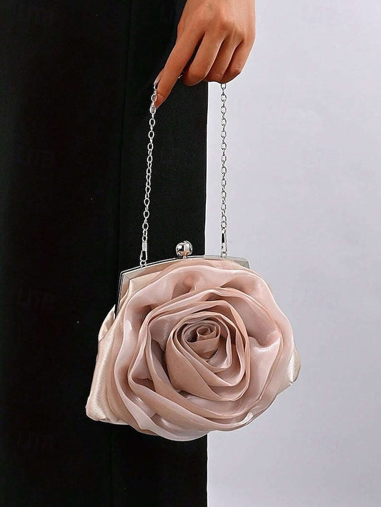 Satin Clutch Rose Women's – Flower Evening Purse Elegant
