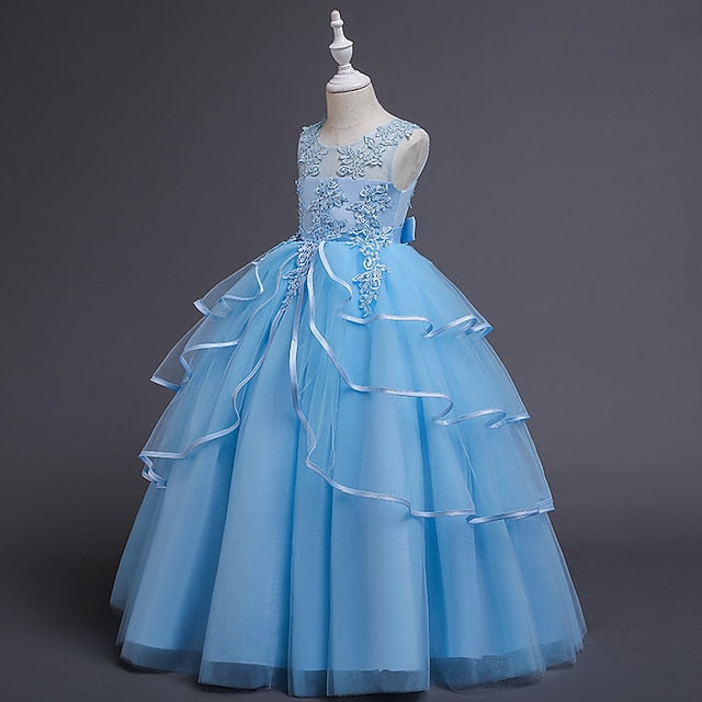 Kids Solid Dress Girls' Sleeveless Party Color