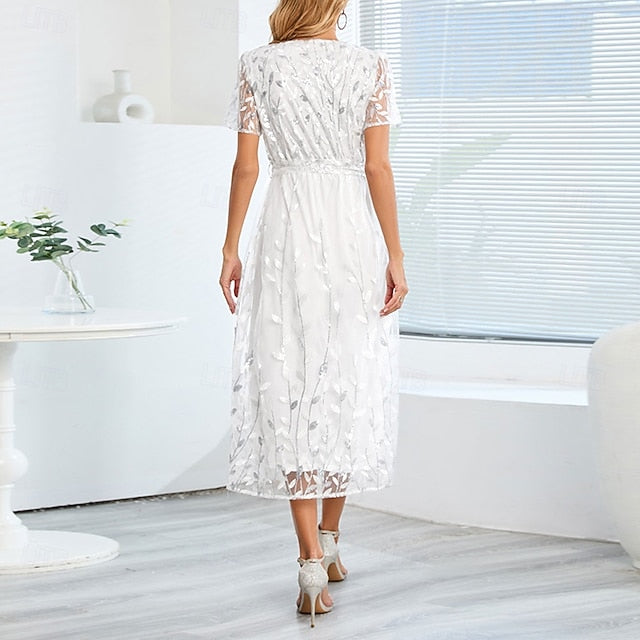 Sequin Dress Bride of A-Line Neck V the Elegant Mother