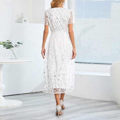 Sequin Dress Bride of A-Line Neck V the Elegant Mother